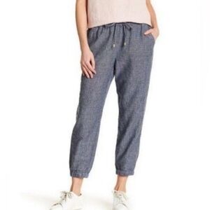 Ellen Tracy | Navy & White Linen Ankle Pants | Size XL